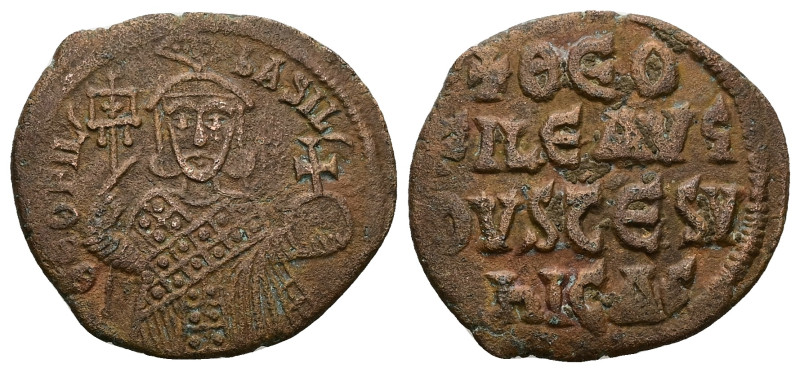 Theophilus, AD 829-842. AE, Follis. 7.21 g. 27.41 mm. Constantinople.