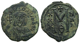 Theophilus, AD 829-842. AE, Follis. 7.05 g. 28.73 mm. Constantinople.