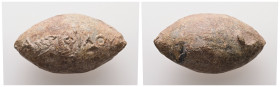 PB Greek sling bullet in the name of Antiphilos (c. 4th–1st centuries BC)
Lead sling bullet inscribed ΑΝΤΙΦΙΛΟΥ (of Antiphilos).
Weight: 34.76 g.
Diam...