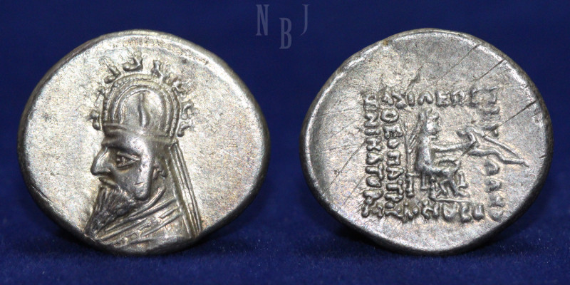 PARTHIAN EMPIRE: Sinatruces. 93-70 BC. Silver Drachm, Diademed and draped bust l...