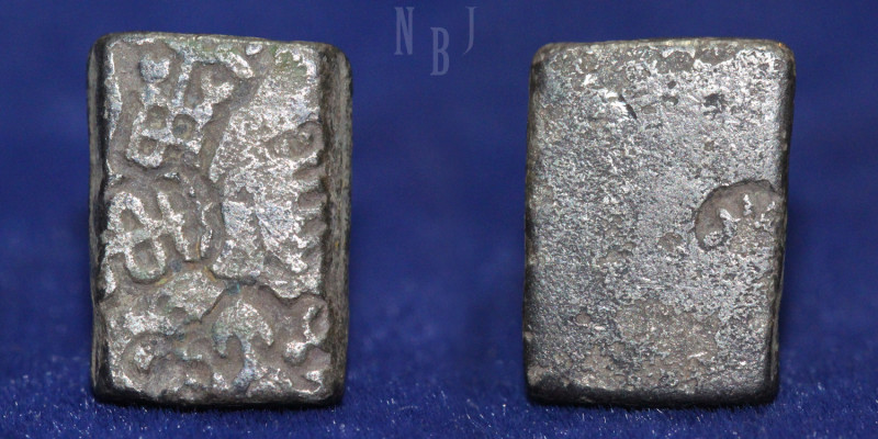 INDIA, MAURYA: Punchmarked silver karshapana. c. 270-175 BCE. Obverse: Five offi...