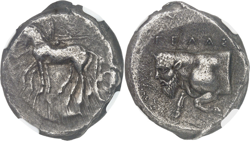 GRÈCE ANTIQUE - GREEK
Sicile, Gela. Tétradrachme ND (420-415 av. J.-C.), Gela.
A...