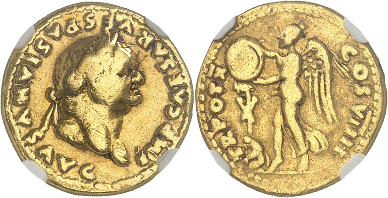 EMPIRE ROMAIN - ROMAN
Vespasien (69-79). Aureus 79, Rome.
Av. IMP CAESAR VESPASI...