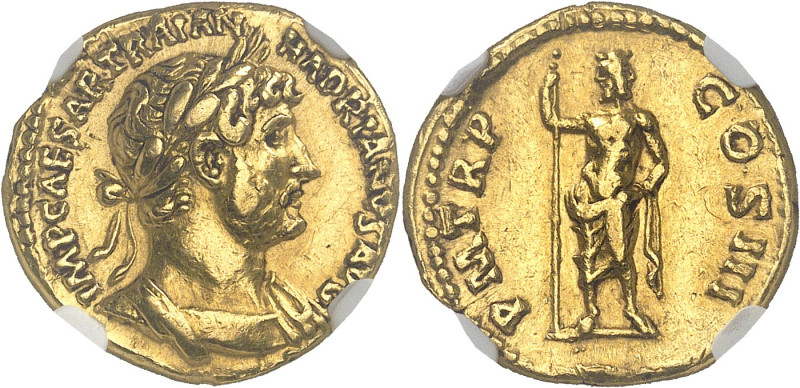 EMPIRE ROMAIN - ROMAN
Hadrien (117-138). Aureus 119-122, Rome.
Av. IMP CAESAR TR...