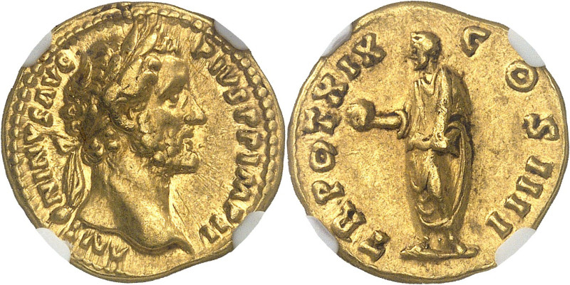 EMPIRE ROMAIN - ROMAN
Antonin le Pieux (138-161). Aureus 155-156, Rome.
Av. ANTO...