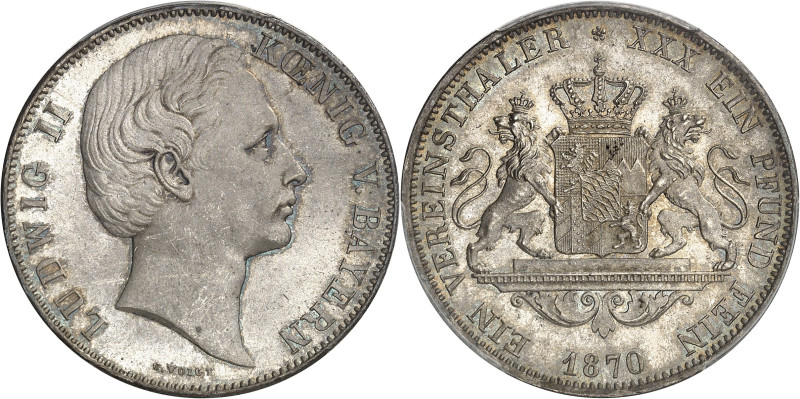 ALLEMAGNE - GERMANY
Bavière, Louis II (1864-1886). Thaler (vereinsthaler) 1870, ...