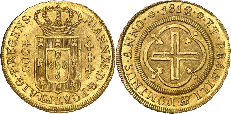 BRÉSIL - BRAZIL
Jean, prince régent (1799-1816). 4000 réis, petite couronne, fra...