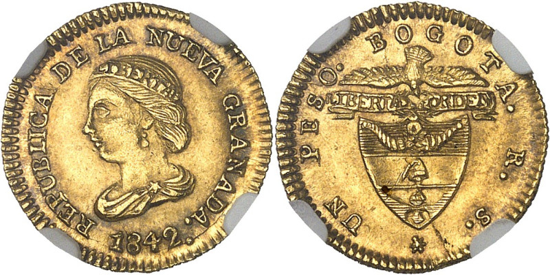 COLOMBIE - COLOMBIA
Nouvelle-Grenade (République de). Un peso 1842 RS, Bogota.
A...