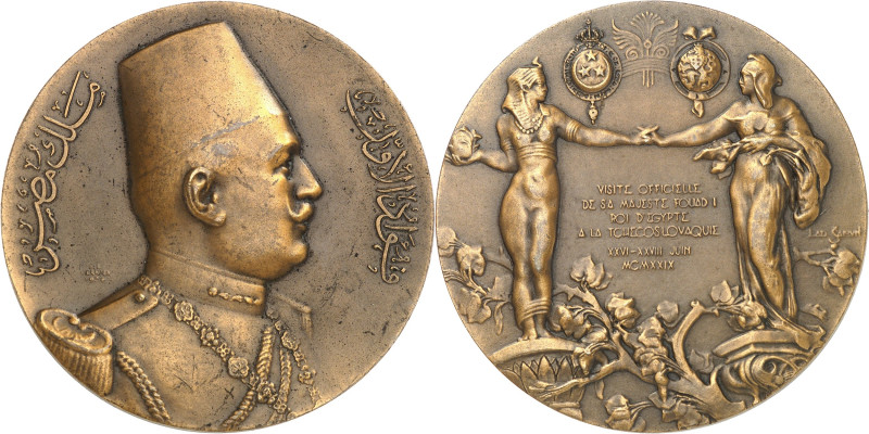 ÉGYPTE - EGYPT
Fouad Ier (1917-1936). Médaille, Visite officielle du Roi Fouad I...