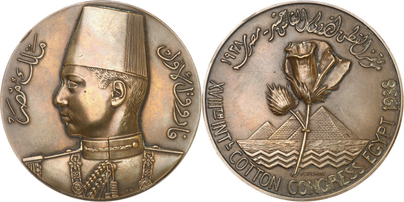 ÉGYPTE - EGYPT
Farouk (1936-1952). Médaille, XVIIIe Congrès international du cot...