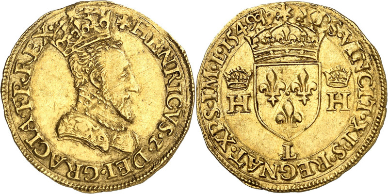 FRANCE / CAPÉTIENS - FRANCE / ROYAL
Henri II (1547-1559). Écu d’or à l’effigie, ...