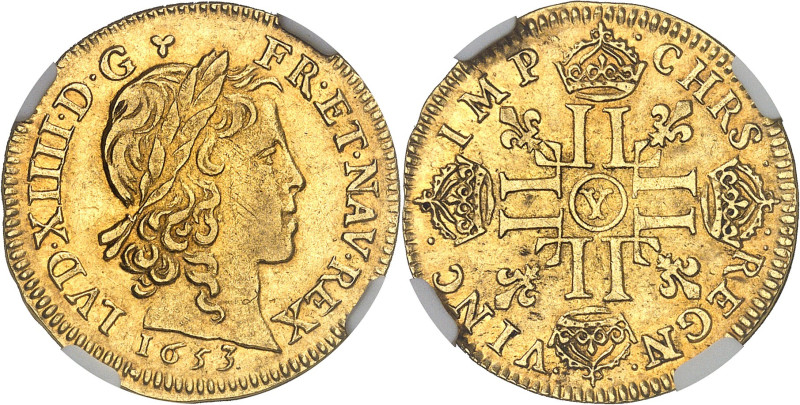 FRANCE / CAPÉTIENS - FRANCE / ROYAL
Louis XIV (1643-1715). Louis d’or à la mèche...