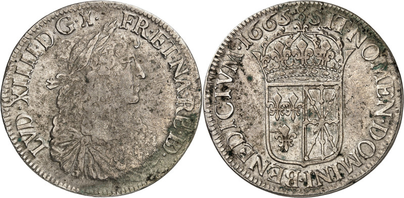 FRANCE / CAPÉTIENS - FRANCE / ROYAL
Louis XIV (1643-1715). Écu de Navarre au bus...