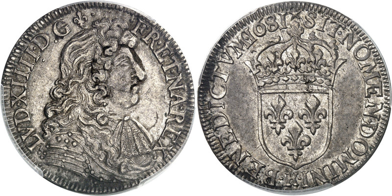 FRANCE / CAPÉTIENS - FRANCE / ROYAL
Louis XIV (1643-1715). Demi-écu à la cravate...