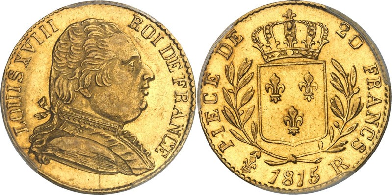 FRANCE - FRANCE
Louis XVIII (1814-1824). 20 francs buste habillé 1815, R, Londre...