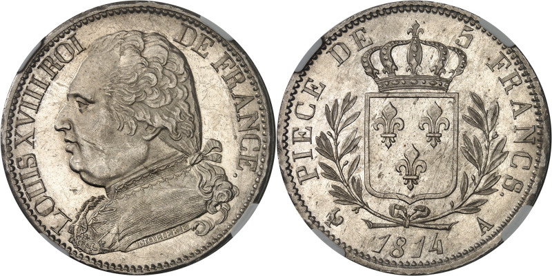 FRANCE - FRANCE
Louis XVIII (1814-1824). 5 francs buste habillé 1814, A, Paris.
...