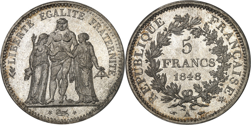 FRANCE - FRANCE
IIe République (1848-1852). 5 francs Hercule 1848, A, Paris.
Av....