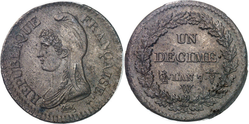 FRANCE - FRANCE
Directoire (1795-1799). Un décime Dupré An 7 (1798), W, Lille.
A...