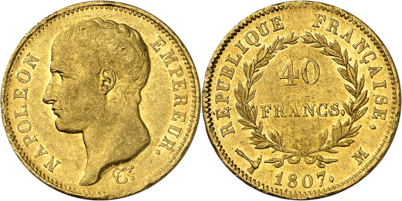 FRANCE - FRANCE
Premier Empire / Napoléon Ier (1804-1814). 40 francs type transi...