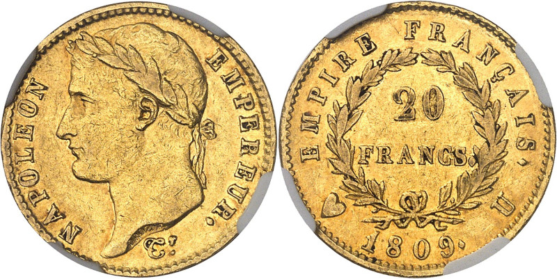 FRANCE - FRANCE
Premier Empire / Napoléon Ier (1804-1814). 20 francs Empire 1809...