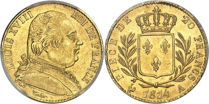 FRANCE - FRANCE
Louis XVIII (1814-1824). 20 francs buste habillé 1814, A, Paris....