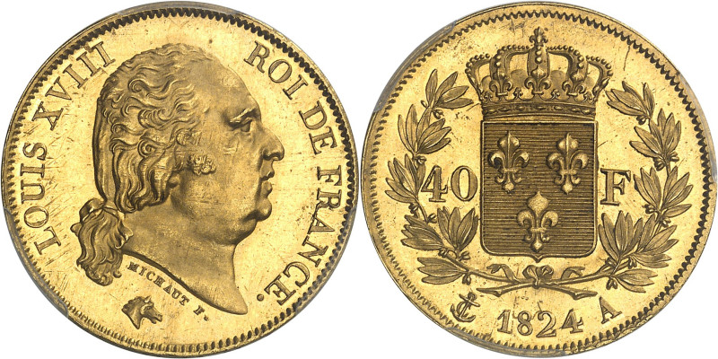 FRANCE - FRANCE
Louis XVIII (1814-1824). 40 francs 1824, A, Paris.
Av. LOUIS XVI...