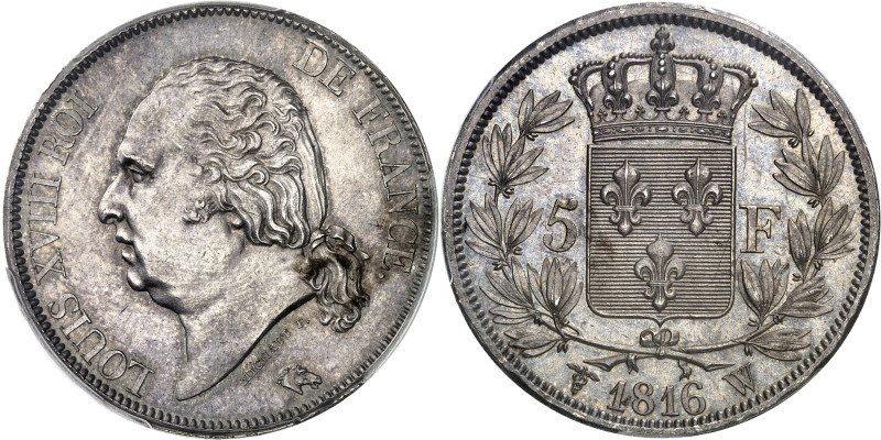 FRANCE - FRANCE
Louis XVIII (1814-1824). 5 francs buste nu 1816, W, Lille.
Av. L...