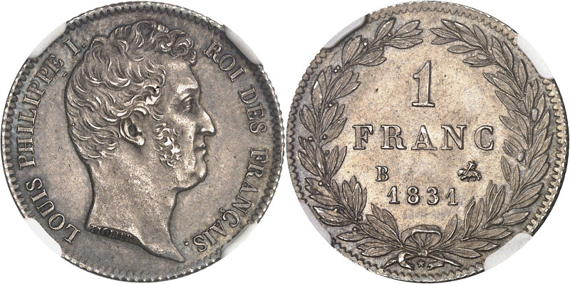 FRANCE - FRANCE
Louis-Philippe Ier (1830-1848). 1 franc tête nue 1831, B, Rouen....