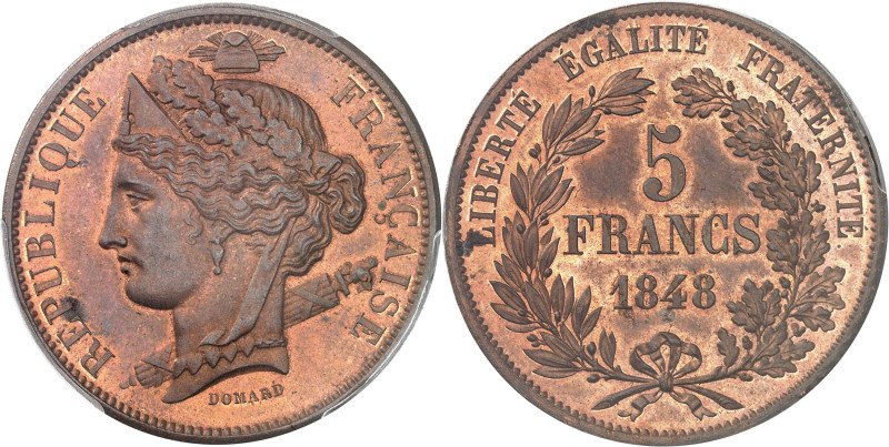 FRANCE - FRANCE
IIe République (1848-1852). Essai de 5 francs, sur flan en cuivr...