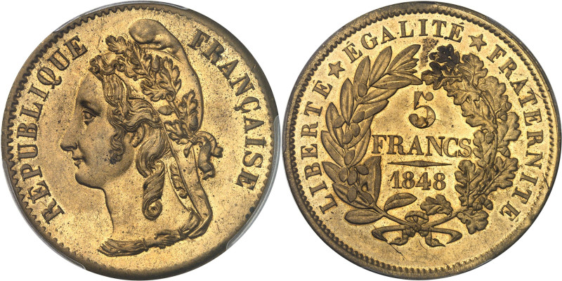 FRANCE - FRANCE
IIe République (1848-1852). Essai de 5 francs, flan en cuivre ja...