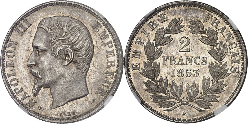 FRANCE - FRANCE
Second Empire / Napoléon III (1852-1870). 2 francs tête nue 1853...