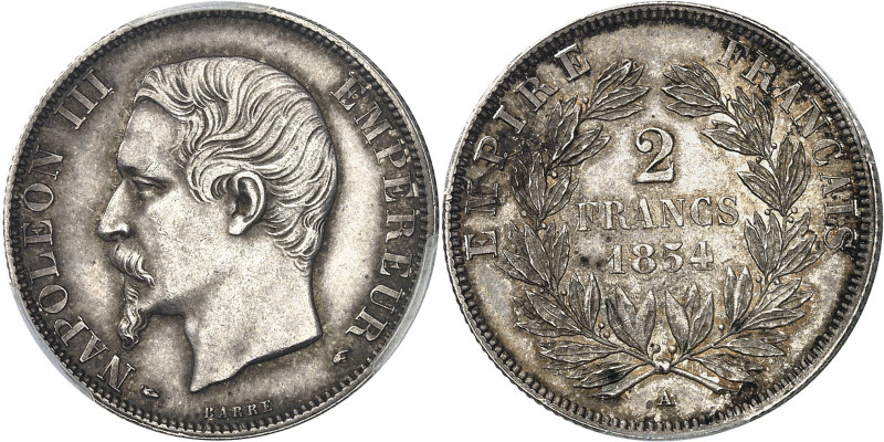 FRANCE - FRANCE
Second Empire / Napoléon III (1852-1870). 2 francs tête nue 1854...