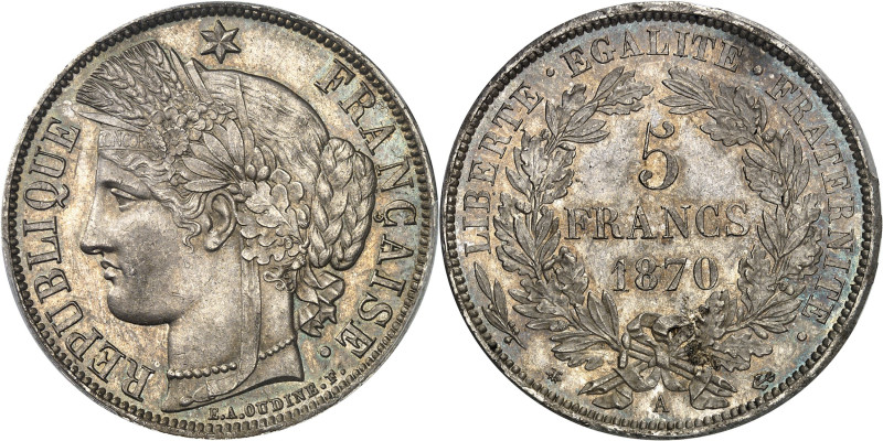 FRANCE - FRANCE
Gouvernement de Défense Nationale (1870-1871). 5 francs Cérès, a...