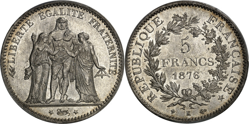 FRANCE - FRANCE
IIIe République (1870-1940). 5 francs Hercule 1876, K, Bordeaux....