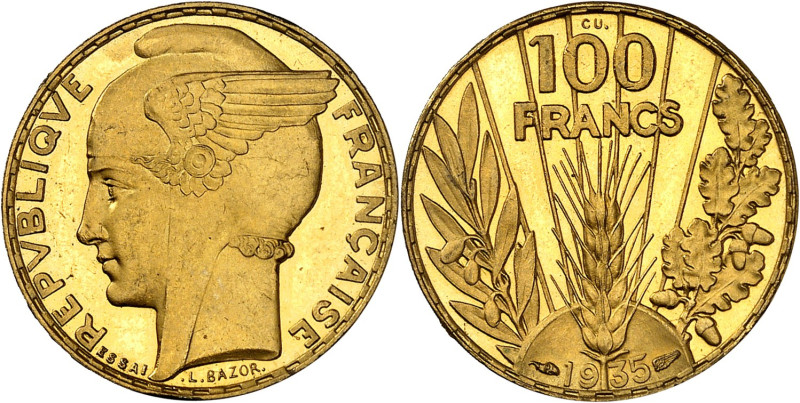 FRANCE - FRANCE
IIIe République (1870-1940). Essai de 100 francs Bazor, en cuivr...