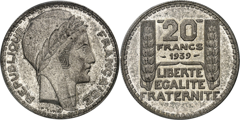 FRANCE - FRANCE
IIIe République (1870-1940). 20 francs Turin 1939, Paris.
Av. RE...