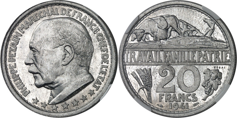 FRANCE - FRANCE
État Français (1940-1944). Essai-piéfort de 20 francs Pétain en ...