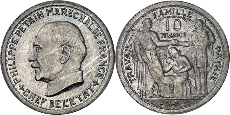 FRANCE - FRANCE
État Français (1940-1944). Essai de 10 francs Pétain en aluminiu...