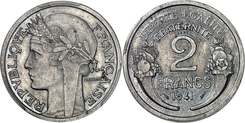 FRANCE - FRANCE
État Français (1940-1944). Essai de 2 francs Morlon en fer, flan...