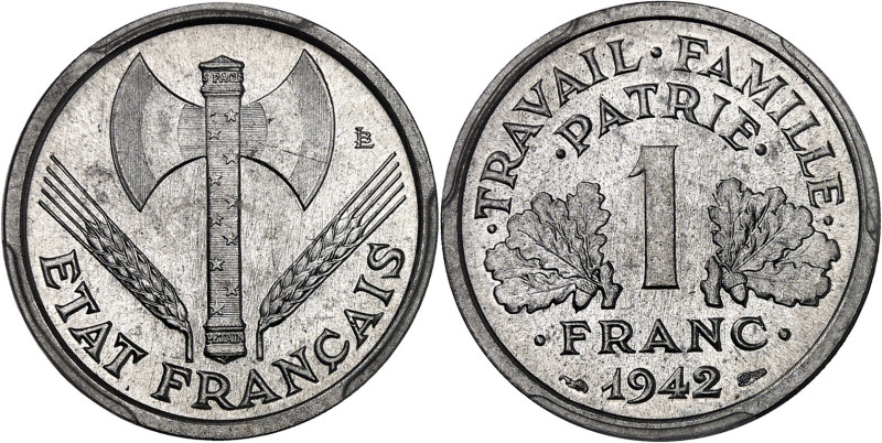 FRANCE - FRANCE
État Français (1940-1944). Présérie de 1 franc en aluminium, ave...