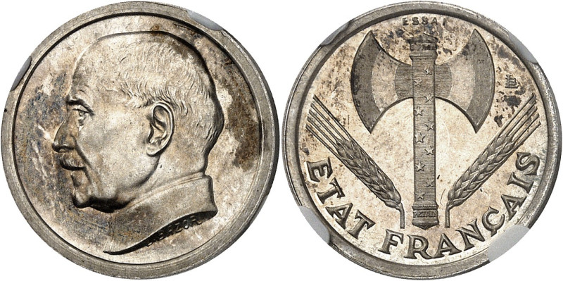 FRANCE - FRANCE
État Français (1940-1944). Essai-piéfort de 50 centimes Pétain e...