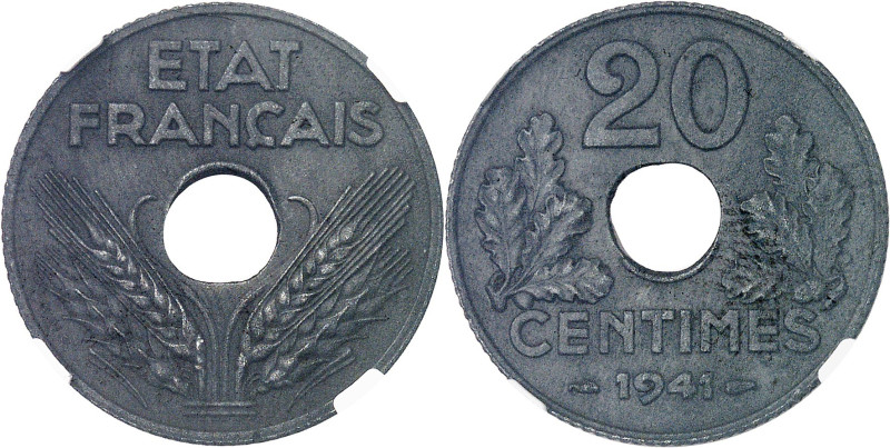 FRANCE - FRANCE
État Français (1940-1944). 20 centimes, État Français, variété a...