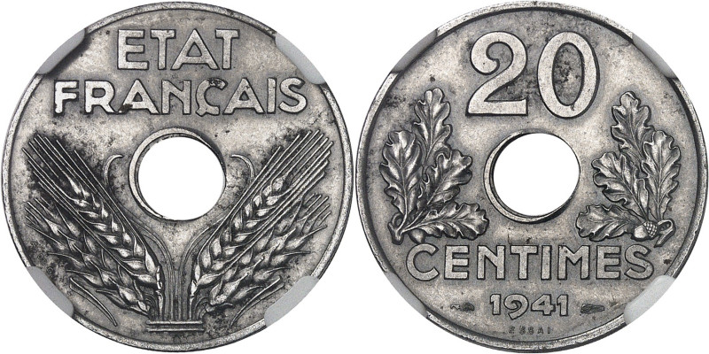 FRANCE - FRANCE
État Français (1940-1944). Essai de 20 centimes en fer 1941, Par...