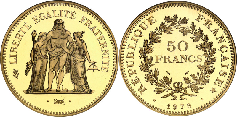 FRANCE - FRANCE
Ve République (1958 à nos jours). Piéfort de 50 francs Hercule e...