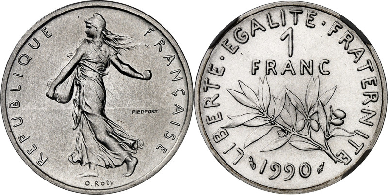 FRANCE - FRANCE
Ve République (1958 à nos jours). Piéfort de 1 franc Semeuse en ...