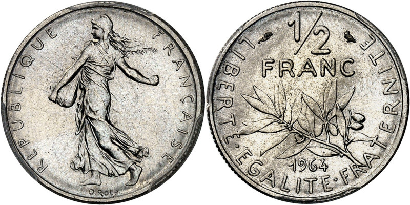 FRANCE - FRANCE
Ve République (1958 à nos jours). Présérie de 1/2 franc Semeuse,...