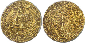 GRANDE-BRETAGNE - UNITED KINGDOM
Henry IV (1399-1461). Noble d’or, monnayage léger ND (1412-1413).
Av. HEN- RIC’x DI’x GRA’x REXx ANGL'x Zx FRAC'x DNS...