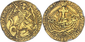 GRANDE-BRETAGNE - UNITED KINGDOM
Édouard IV (1471-1483). Ange d’Or ND (1480-1483), Londres.
Av. (différent) EDWARD’x DEIx GRAx REXx ANGL’x Z FRANCx. S...