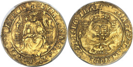 GRANDE-BRETAGNE - UNITED KINGDOM
Henri VIII (1509-1547). Demi-souverain, 3e émission ND (1544-1547), Londres.
Av. (différent) HENRICS’x 8x D’x G’x AGL...