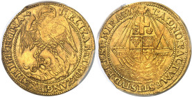 GRANDE-BRETAGNE - UNITED KINGDOM
Élisabeth Ire (1558-1603). Ange d’or, 7e émission ND (1601-1602), Londres.
Av. (différent): ELIZABETH: D: G: ANG: FR:...